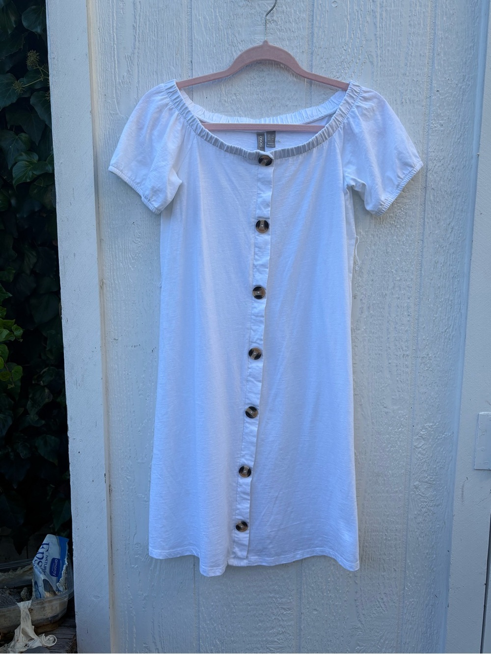 ASOS White Button-Front Off-Shoulder Casual Dress
